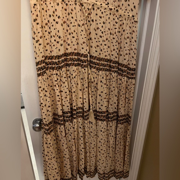 Free People Cream Maxi Dress with Olive Border Print - Picture 5 of 9